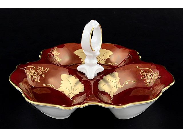 Менажница 19 см Мария Луиза Кленовый лист Красный Carlsbad