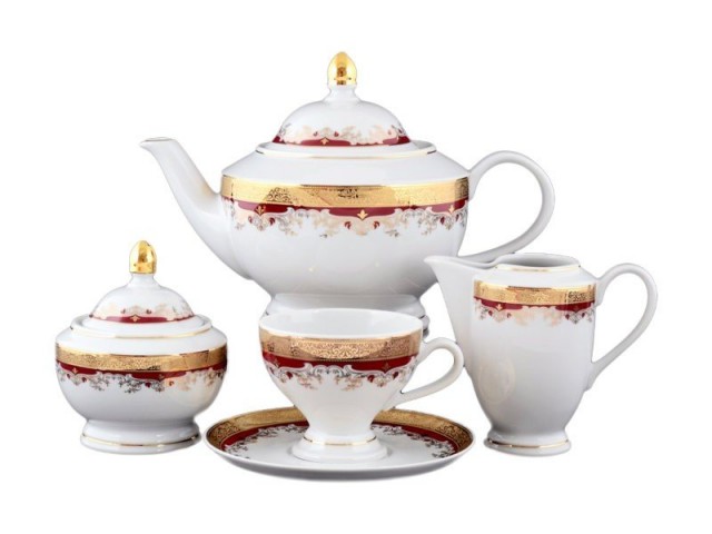 Чайный сервиз Thun Кристина Красная Лилия на 6 персон