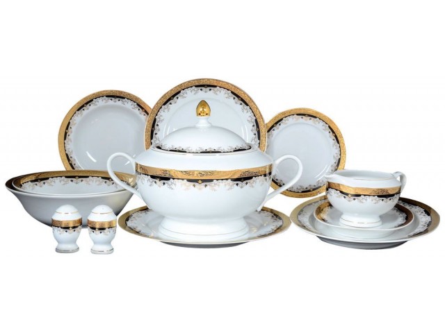 Столовый сервиз Thun Кристина Черная Лилия 6 персон 28 предметов