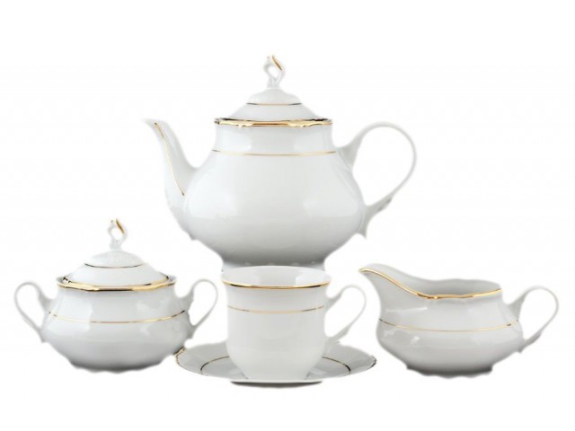 Чайный сервиз Thun Констанция Отводка золото на 6 персон
