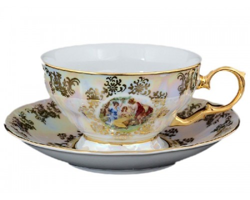 Набор чайных пар 230 мл Магнолия Мадонна перламутр MZ (6 пар)