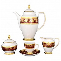 Кофейный сервиз Imperial Bordeaux Gold Falkenporzellan на 6 персон