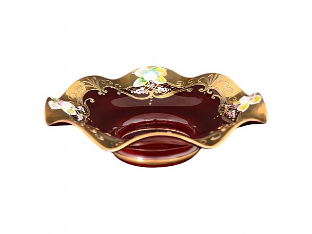 Фруктовница Веер 20 см Bohemia Лепка Красная E-V