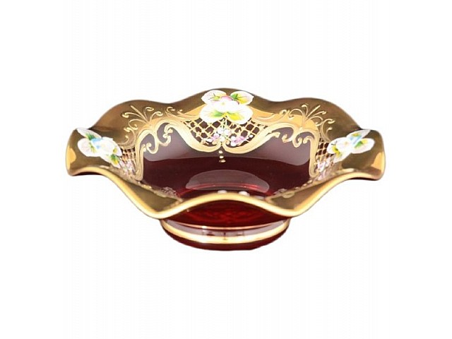 Фруктовница Веер 16 см Bohemia Лепка Красная E-V