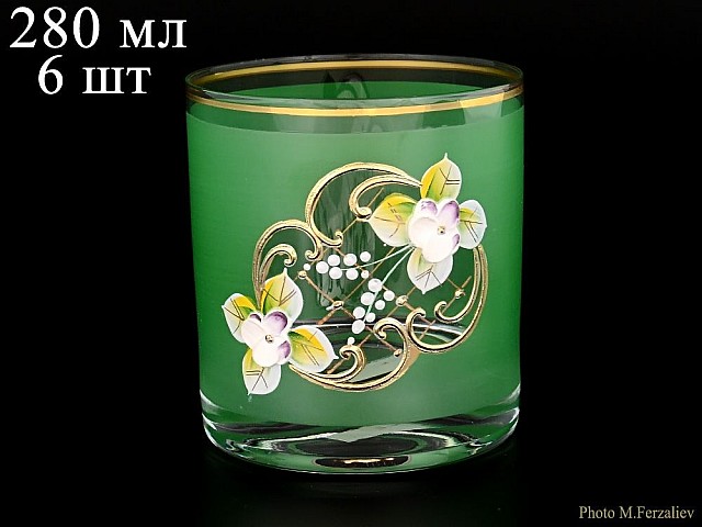 Набор стаканов для виски Bohemia Лепка Зеленая B-L