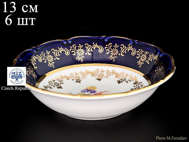 Набор салатников 13 см Офелия Полевой цветок Кобальт MZ 6 шт