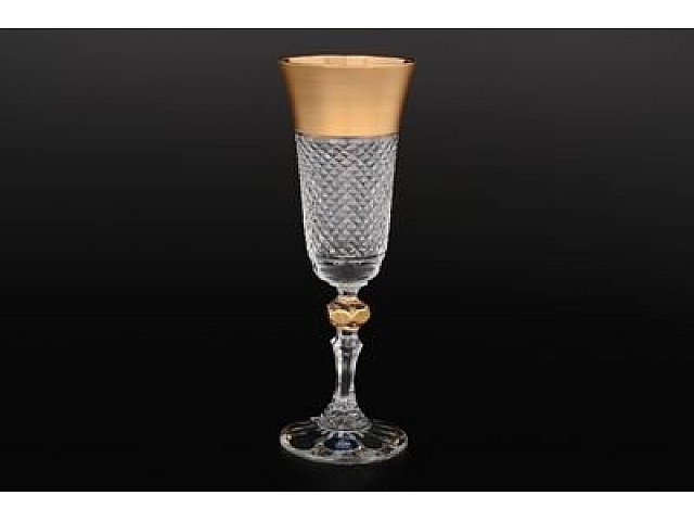 Набор фужеров для шампанского Фелиция 150 мл Sonne Crystal Золото 6 шт