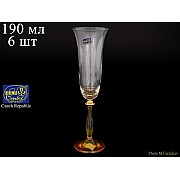Набор фужеров для шампанского 190 мл 6 штук Bohemia Crystal