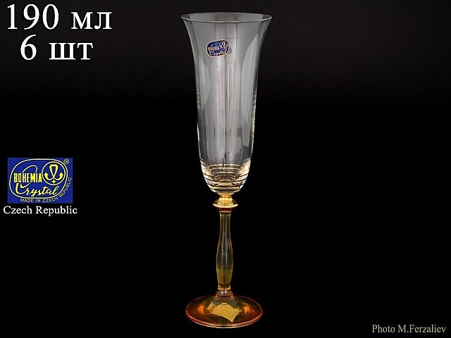 Набор фужеров для шампанского 190 мл 6 штук Bohemia Crystal