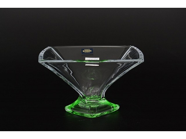 Конфетница 22 см Quadro Bohemia Crystal зеленая