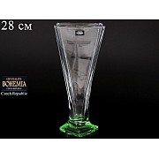 Ваза для цветов Quadro Bohemia Crystal зеленая 28 см