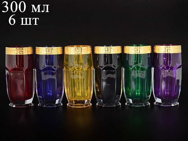 Набор стаканов для воды 300 мл Фестиваль Сафари Костка B-G Bohemia Crystal