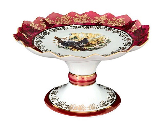 Конфетница на ножке Охота красная Корона Queens Crown 19 см