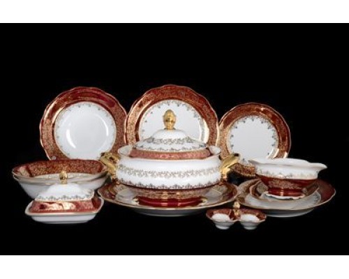 Столовый сервиз Красная паутинка Royal Czech Porcelain на 6 персон