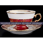 Набор чайных пар Красная паутинка Royal Czech Porcelain на 6 персон