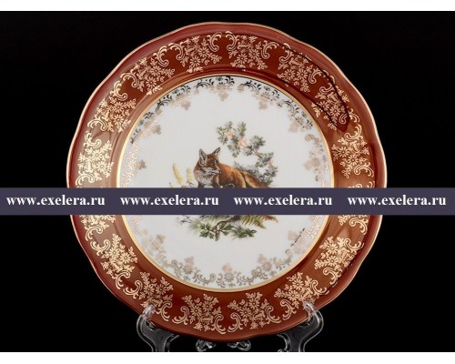 Набор тарелок 19 см Царская Красная Охота Royal Czech Porcelain 6 шт