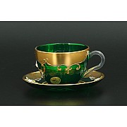 Набор чайных пар U-R фон Bohemia Crystal зеленый (6 пар)