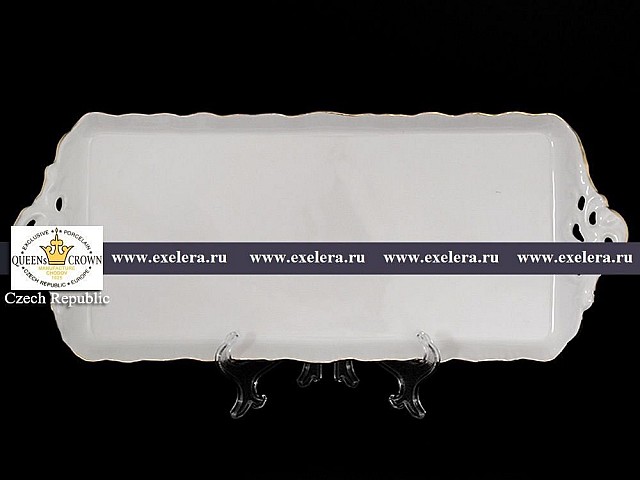 Поднос прямоугольный 40 см Белый узор Корона Queens Crown Поднос прямоугольный 40 см Белый узор Корона Queens Crown