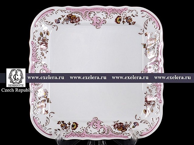 Поднос квадратный 26 см Бернадотт Розовый цветок