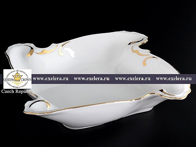 Блюдо фигурное квадратное 24 см Золотая полоса Корона Queens Crown
