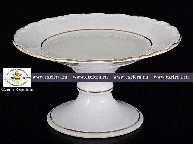 Конфетница на ножке Белый узор Queens Crown 17 см