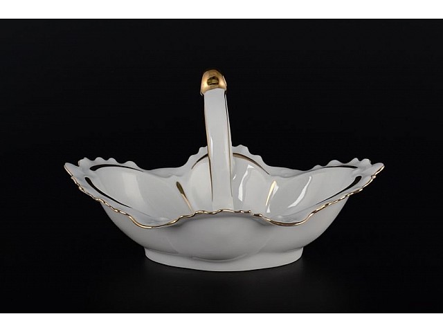 Конфетница корзина 20 см Золотая полоса Корона Queens Crown