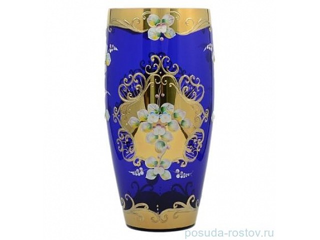 Ваза для цветов Bohemia Лепка Синяя 30 см