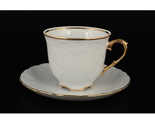 Набор чайных пар Рококо Отводка золото Royal Czech Porcelain