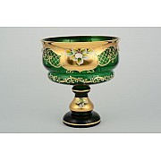 Конфетница Лепка зеленая И-В Bohemia Crystal 20 см