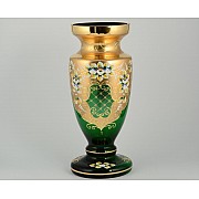 Ваза для цветов И-В зеленая Bohemia Crystal на ножке 40 см