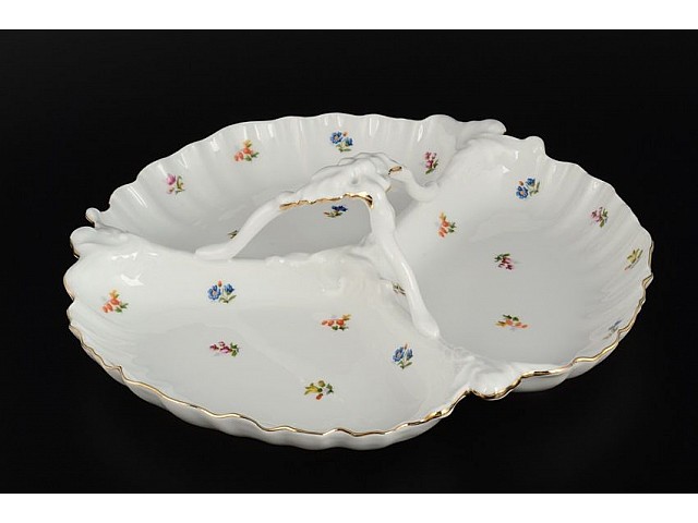 Менажница 30 см 3-я Мелкие цветы отводка золото Корона Queens Crown