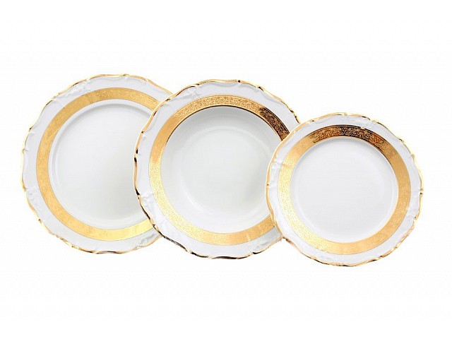 Набор тарелок Thun Мария Луиза Золотая лента на 6 персон 18 шт