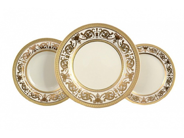 Набор тарелок Constanza Cream Imperial Gold Falkenporzellan на 6 персон 18 шт