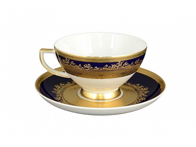 Набор чайных пар Constanza Cobalt Gold 9320 Falkenporzellan 220 мл