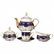 Чайный сервиз Констанция Кобальт Полевой цветок Thun на 6 персон