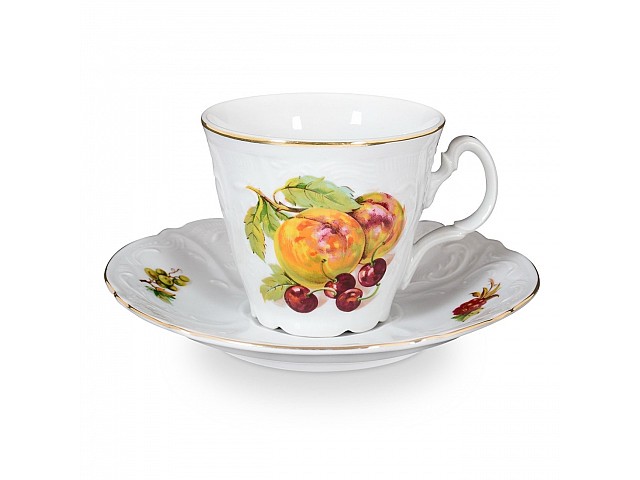 Набор чайных пар ведерка Фрукты Bernadotte 200 мл (6 пар)