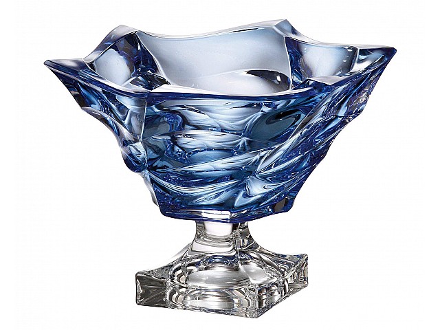 Фруктовница на ножке синяя Bohemia Treasury 29,5 см