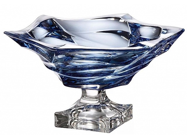 Фруктовница на ножке Bohemia Treasury 33 см синяя