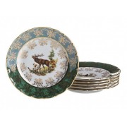 Набор тарелок 21 см Магнолия Охота Зеленая MZ 6 шт