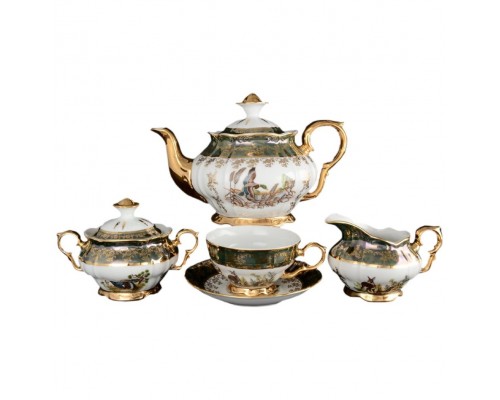 Чайный сервиз Магнолия Охота Зеленая MZ на 6 персон
