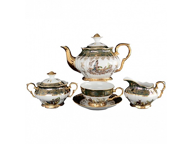 Чайный сервиз Магнолия Охота Зеленая MZ на 6 персон