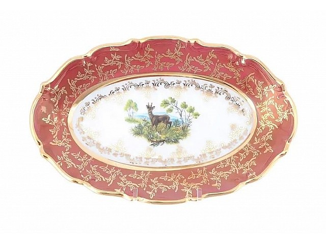 Блюдо овальное Охота красная Мария-тереза Repast 23 см