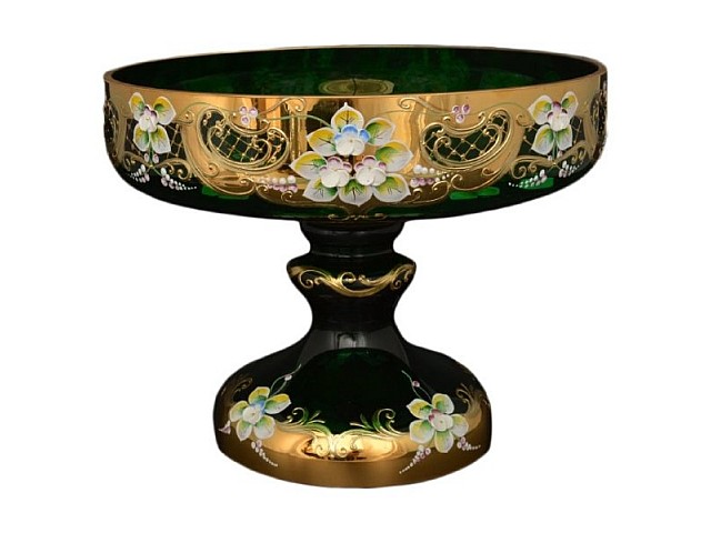 Фруктовница Лепка Зеленая E-V Bohemia 30 см