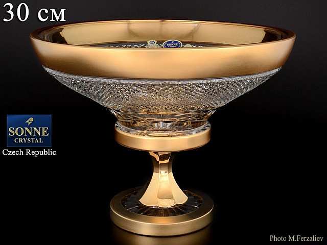 Фруктовница хрустальная Фелиция Золото Sonne Crystal 30 см