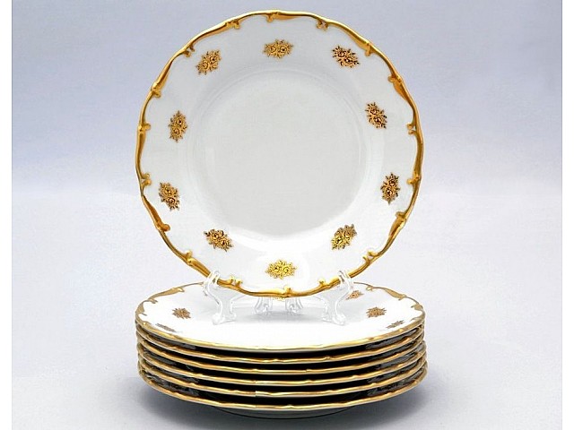 Набор тарелок 25 см Анжелика Золотая роза Мелкие цветы MZ 6 шт