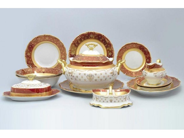 Столовый сервиз Мария Луиза Лилия Красная Carlsbad на 6 персон 30 предметов