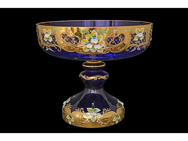 Фруктовница 30 см Bohemia Лепка Синяя E-V