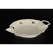 Салатник Лепесток 27 см Анжелика Слоновая кость Золотая синяя роза MZ