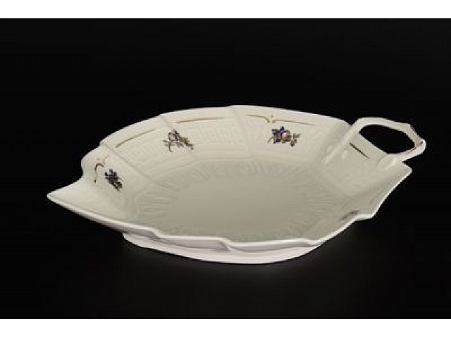 Салатник Лепесток 27 см Анжелика Слоновая кость Золотая синяя роза MZ