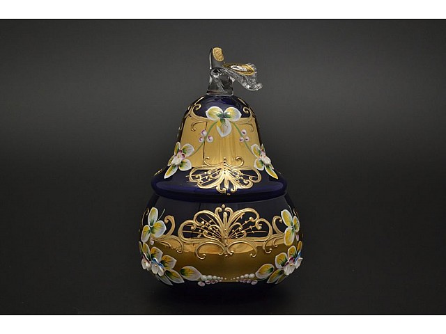 Конфетница с крышкой 15 см Bohemia Лепка Синяя E-V